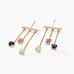 Histoire d'Or Boucles D'oreilles Pendantes Universe Or Jaune Topaze Améthyste or jaune topaze bleu london