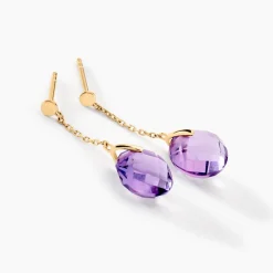 Histoire d'Or Boucles D'oreilles Pendantes Ludmille Or Jaune Amethyste or jaune amethyste violette New