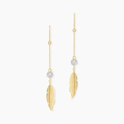 Histoire d'Or Boucles D'oreilles Pendantes Powoo Or Jaune Strass