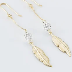 Histoire d'Or Boucles D'oreilles Pendantes Powoo Or Jaune Strass
