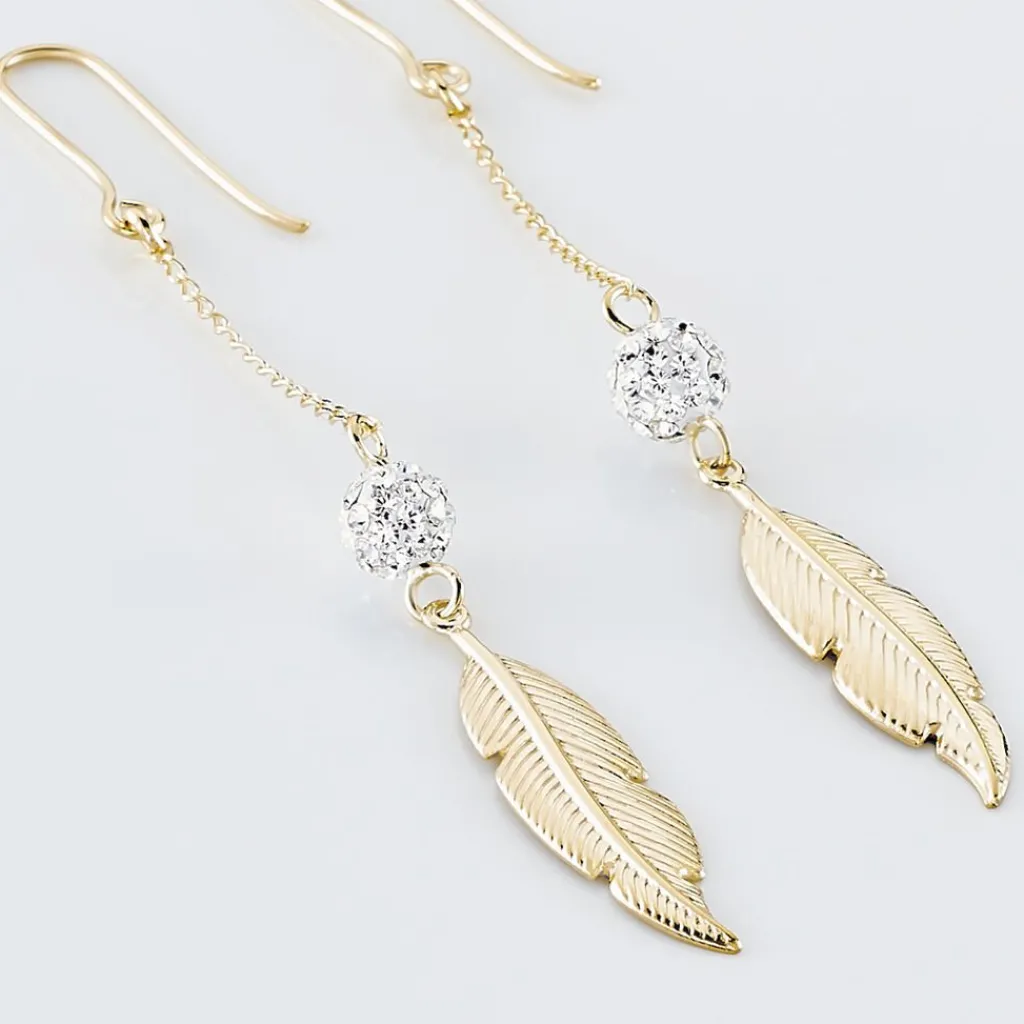 Histoire d'Or Boucles D'oreilles Pendantes Powoo Or Jaune Strass