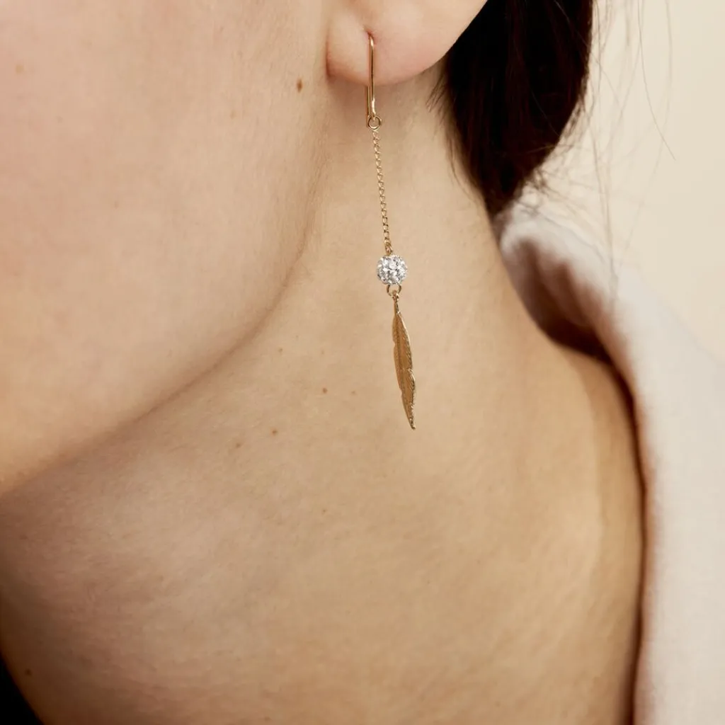 Histoire d'Or Boucles D'oreilles Pendantes Powoo Or Jaune Strass