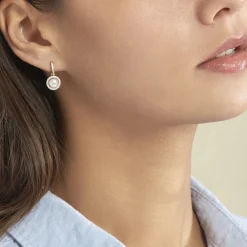 Histoire d'Or Boucles D'oreilles Pendantes Olivia Argent Rose Perle Culture Oxyde Sale