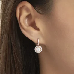 Histoire d'Or Boucles D'oreilles Pendantes Olivia Argent Rose Perle Culture Oxyde Sale