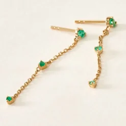 Histoire d'Or Boucles D'oreilles Pendantes Emeald Is The New Black Or Jaune Emeraude