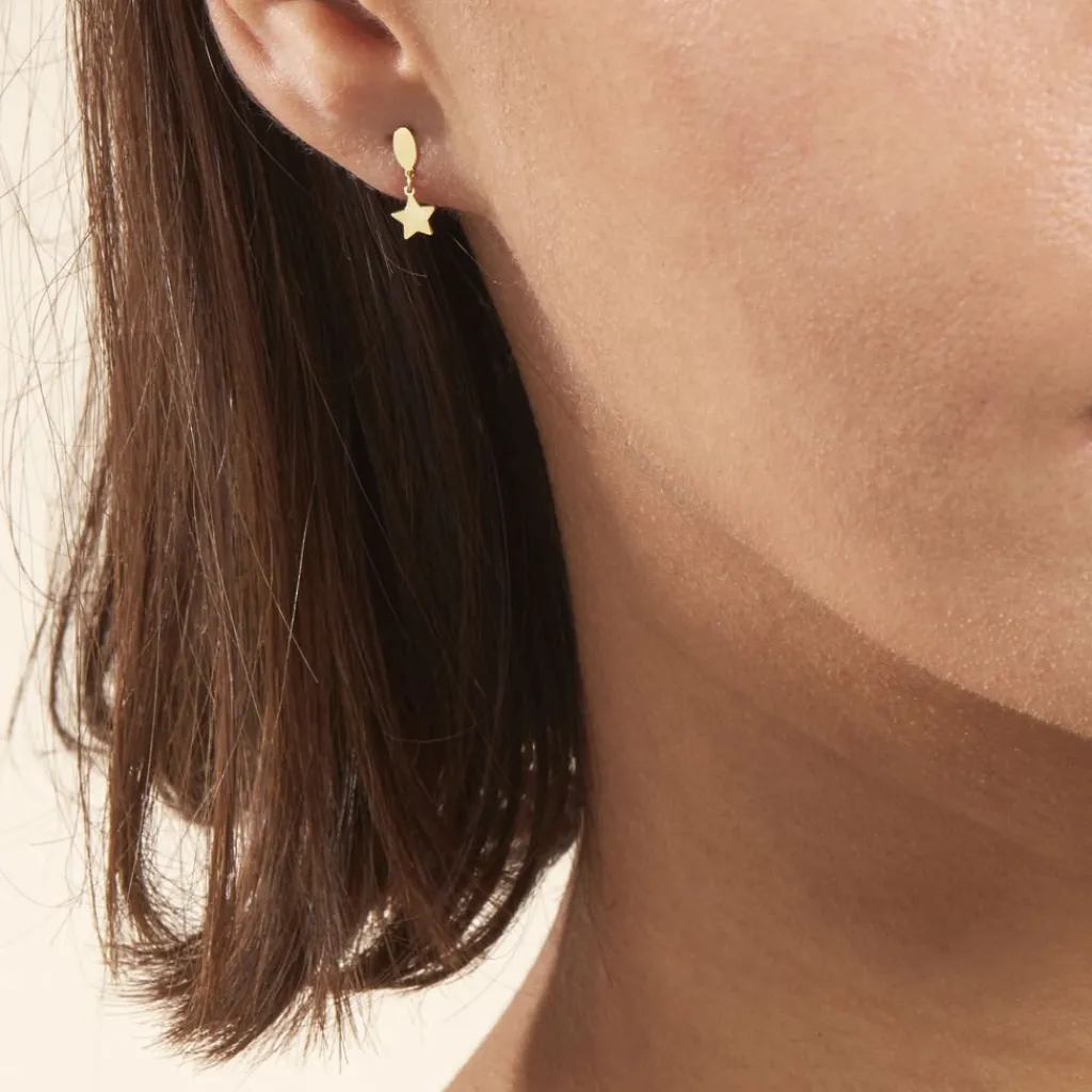 Histoire d'Or Boucles D'oreilles Pendantes Alphonsine Etoile Or Jaune Sale