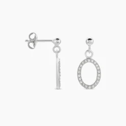 Histoire d'Or Boucles D'oreilles Pendantes Kimber Argent Blanc Oxyde De Zirconium New