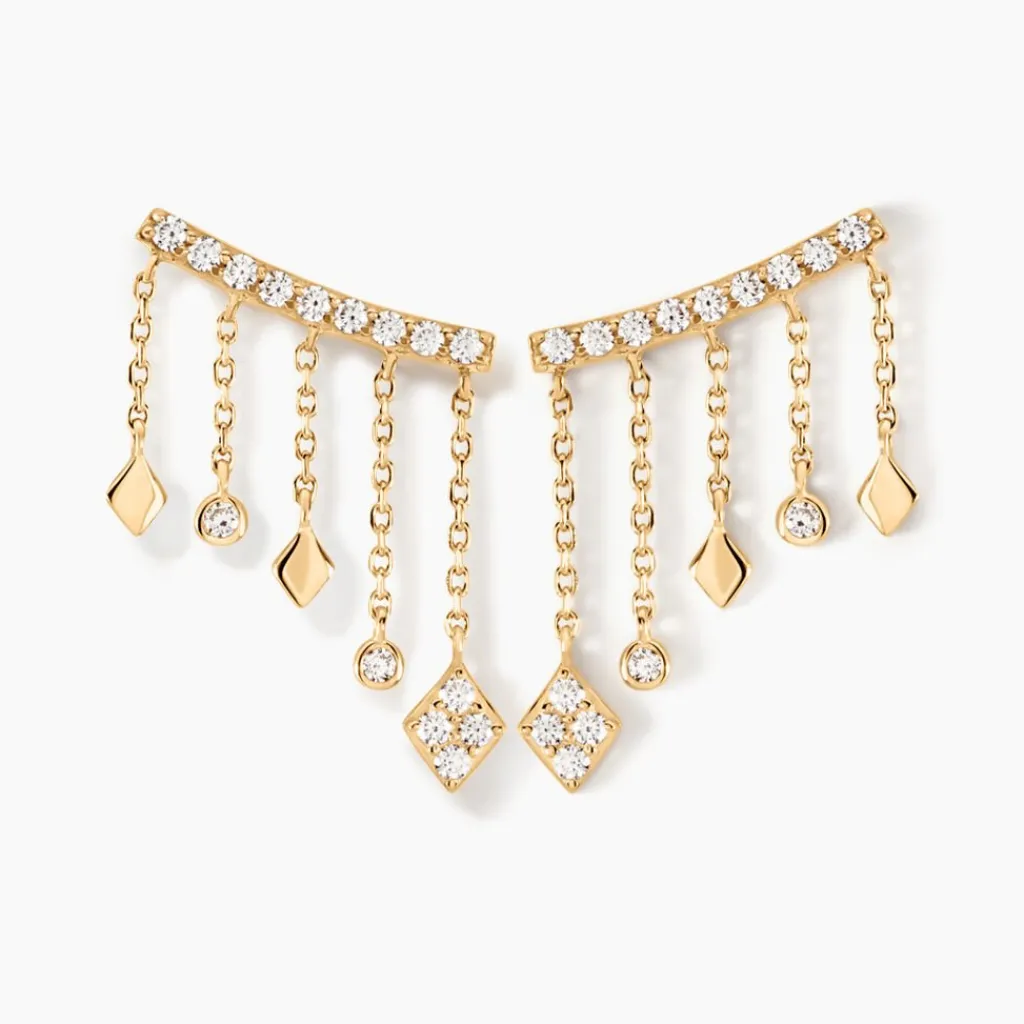 Histoire d'Or Boucles D'oreilles Pendantes Eclat D'etoile Or Jaune Oxyde Discount