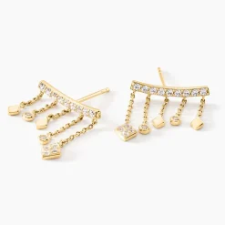 Histoire d'Or Boucles D'oreilles Pendantes Eclat D'etoile Or Jaune Oxyde Discount