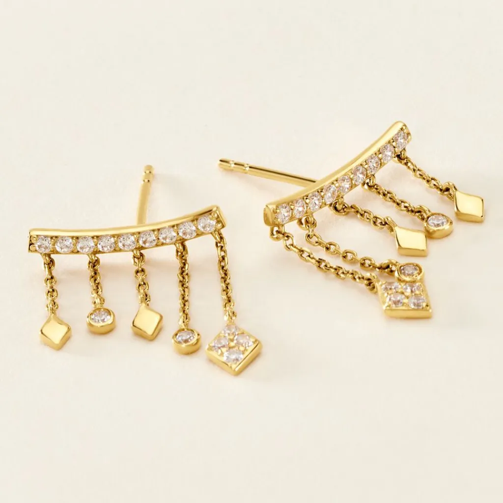 Histoire d'Or Boucles D'oreilles Pendantes Eclat D'etoile Or Jaune Oxyde Discount