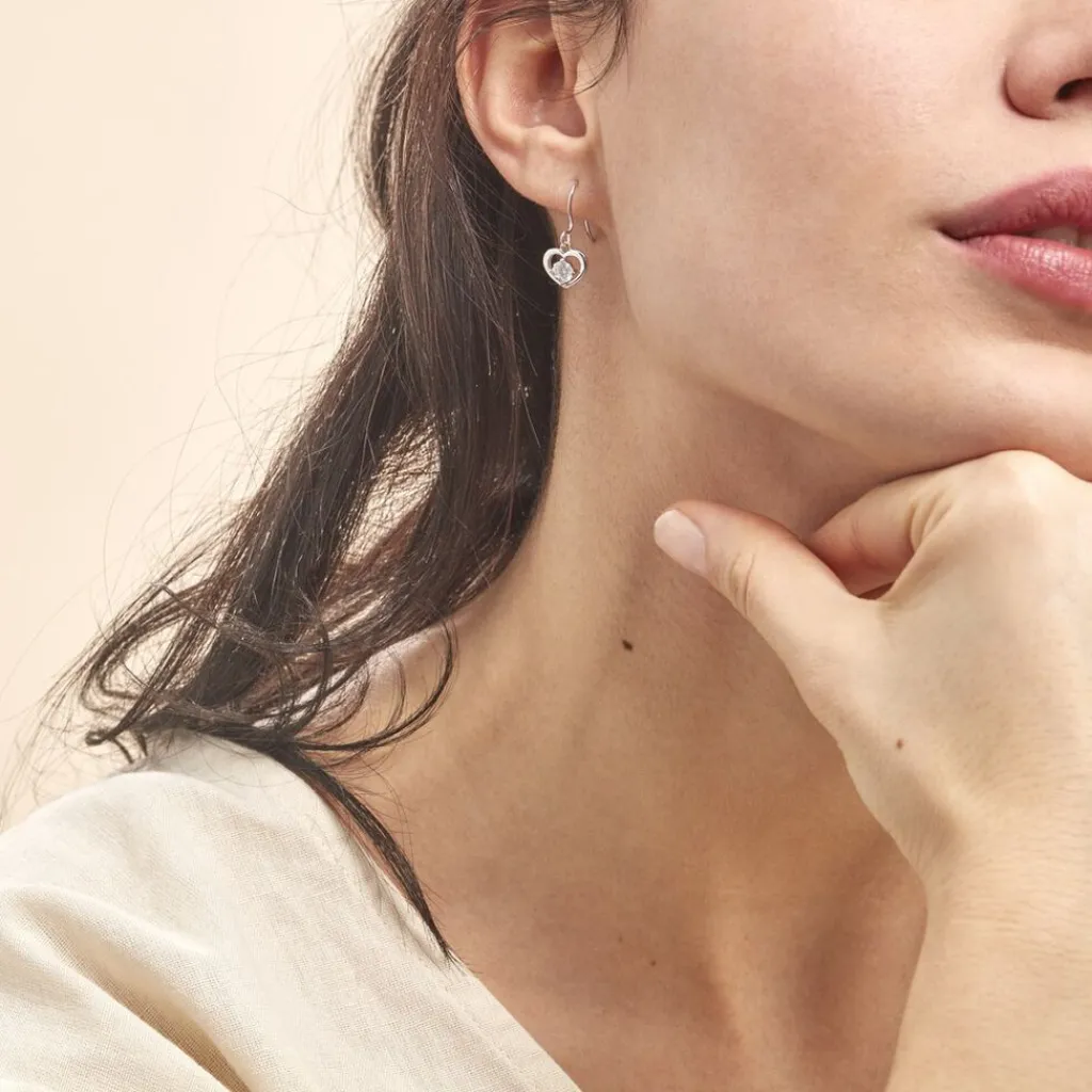 Histoire d'Or Boucles D'oreilles Pendantes Nalan Argent Blanc Oxyde De Zirconium