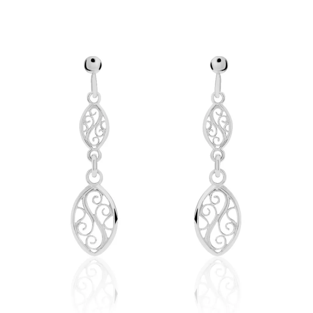 Histoire d'Or Boucles D'oreilles Pendantes Mahee Argent Blanc New