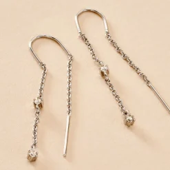 Histoire d'Or Boucles D'oreilles Pendantes Garsha Argent Blanc Oxyde De Zirconium