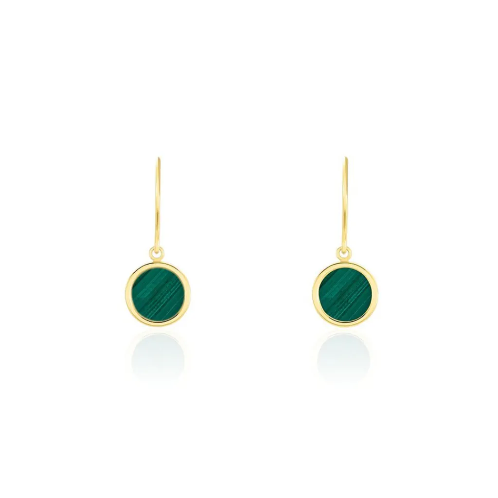 Histoire d'Or Boucles D'oreilles Pendantes Florica Or Jaune Malachite Outlet