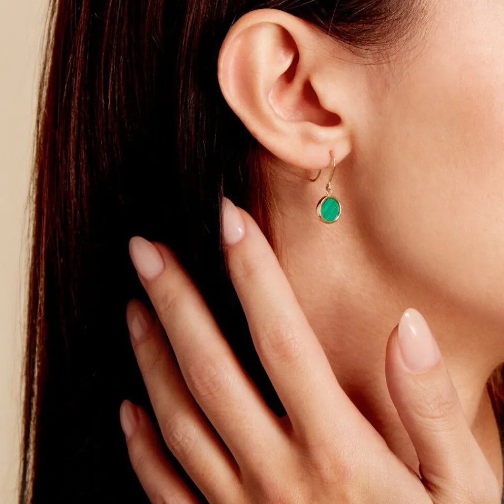 Histoire d'Or Boucles D'oreilles Pendantes Florica Or Jaune Malachite Outlet