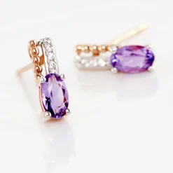Histoire d'Or Boucles D'oreilles Pendantes Frannie Or Rose Amethyste Et Oxyde Online