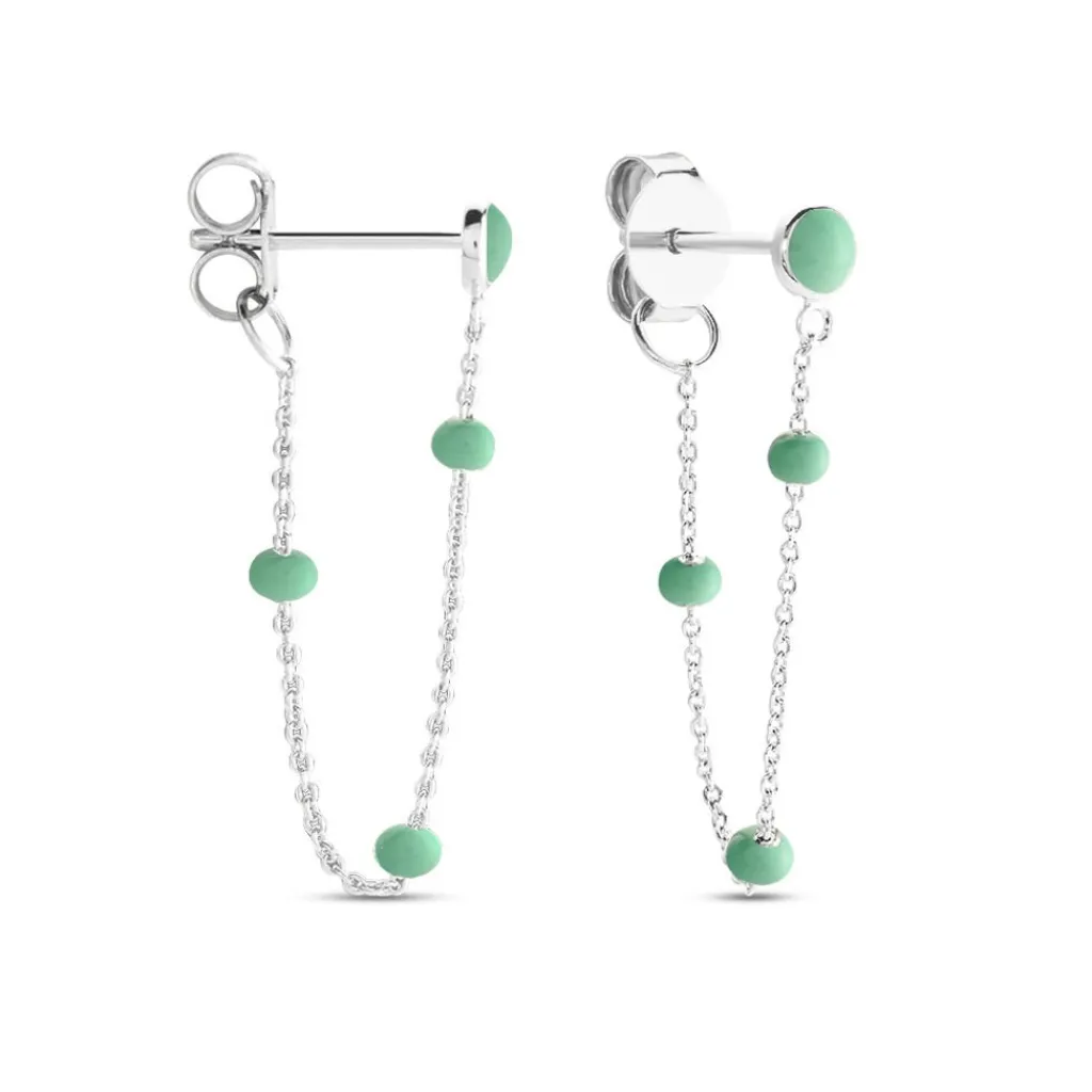 Histoire d'Or Boucles D'oreilles Pendantes Polka Argent Blanc Outlet