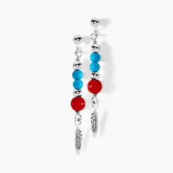 Histoire d'Or Boucles D'oreilles Pendantes Behati Argent Blanc Corail Turquoise