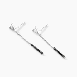 Histoire d'Or Boucles D'oreilles Pendantes Rachel Or Blanc Diamant New