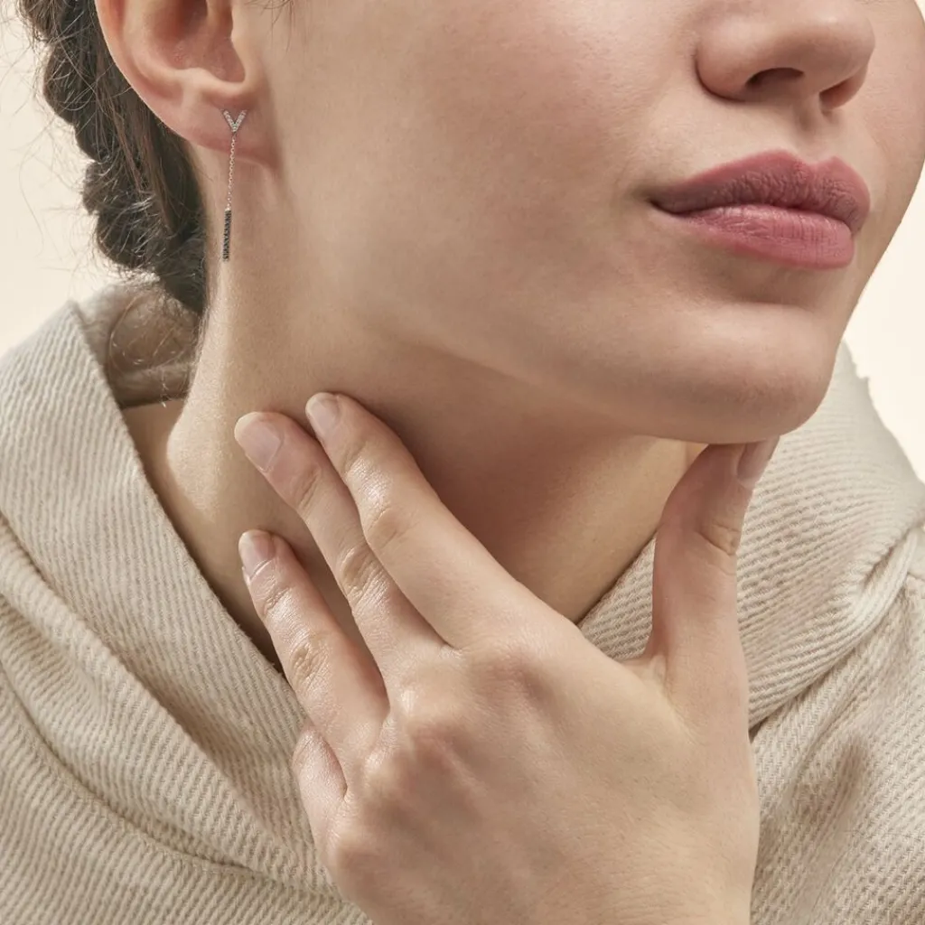 Histoire d'Or Boucles D'oreilles Pendantes Rachel Or Blanc Diamant New