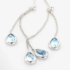 Histoire d'Or Boucles D'oreilles Pendantes Carlyn Or Blanc Topaze or blanc topaze bleu sky Sale