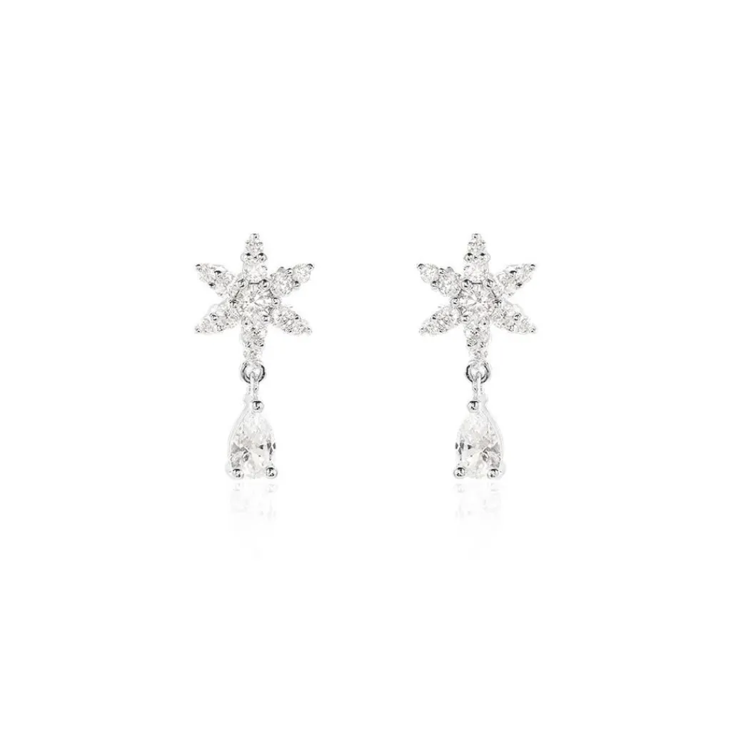Histoire d'Or Boucles D'oreilles Pendantes Linas Argent Blanc Oxyde De Zirconium