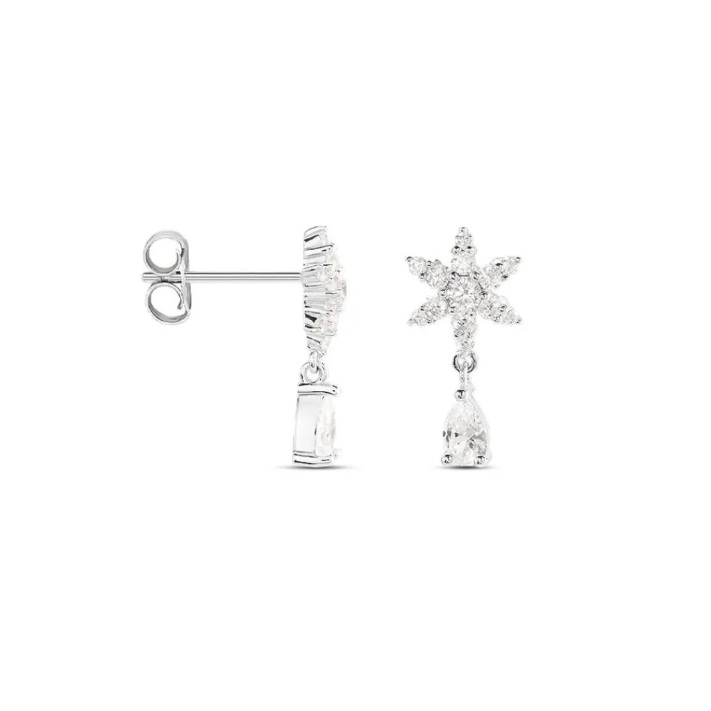 Histoire d'Or Boucles D'oreilles Pendantes Linas Argent Blanc Oxyde De Zirconium
