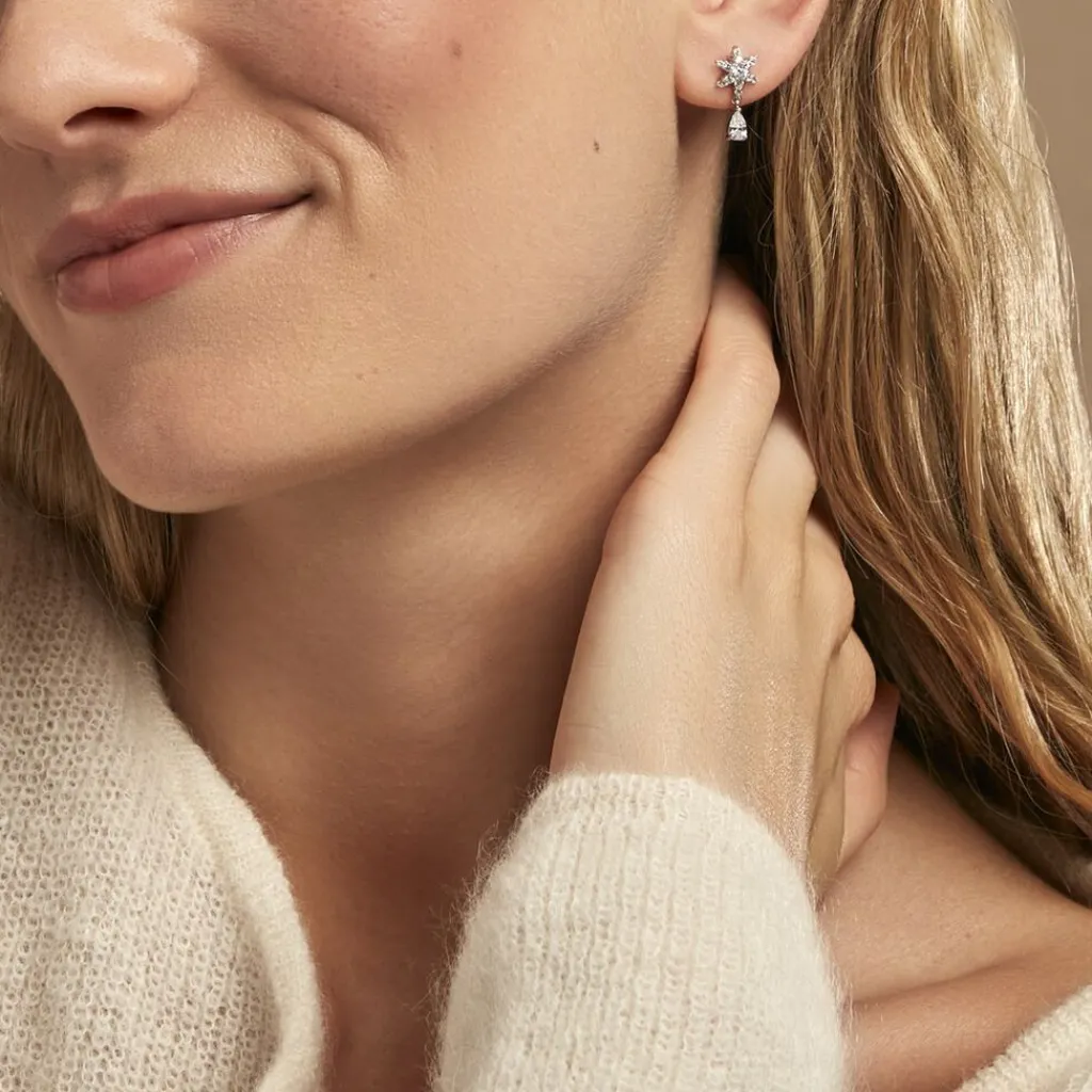 Histoire d'Or Boucles D'oreilles Pendantes Linas Argent Blanc Oxyde De Zirconium