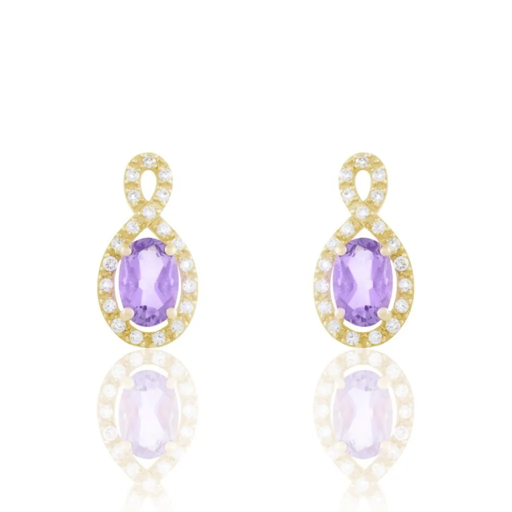 Histoire d'Or Boucles D'oreilles Pendantes Passion Or Jaune Amethyste Et Oxyde Outlet