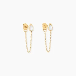 Histoire d'Or Boucles D'Oreilles Pendantes Ondée Or Jaune Nacre Clearance
