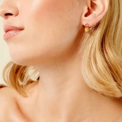 Histoire d'Or Boucles D'Oreilles Pendantes Finesse Acier Jaune Sale