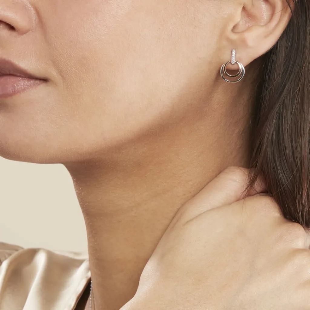 Histoire d'Or Boucles D'oreilles Pendantes Eloisia Or Bicolore Diamant Outlet