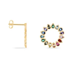 Histoire d'Or Boucles D'oreilles Pendantes Plaqué Or Jaune Ethem Pierres Discount