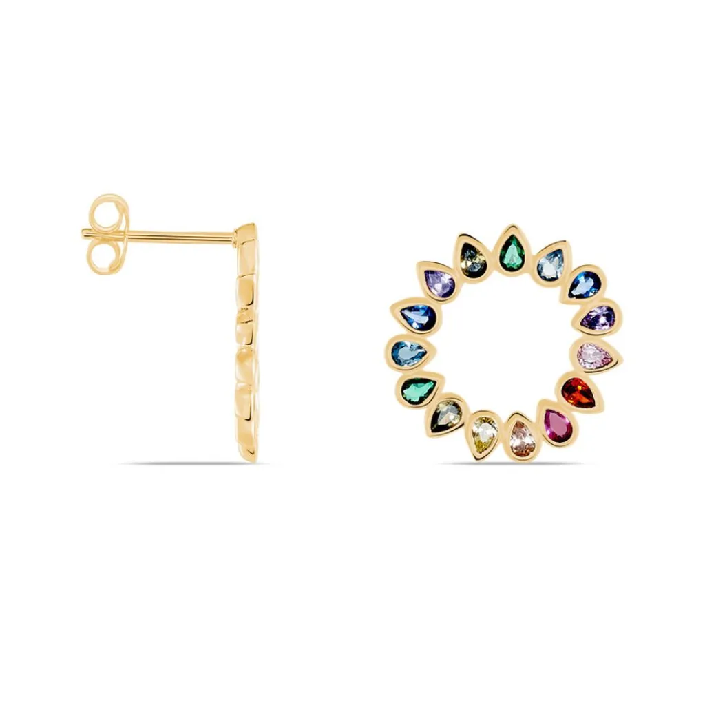 Histoire d'Or Boucles D'oreilles Pendantes Plaqué Or Jaune Ethem Pierres Discount