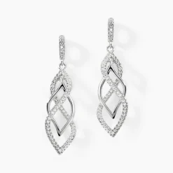 Histoire d'Or Boucles D'oreilles Pendantes Malika Argent Blanc Oxyde De Zirconium Sale