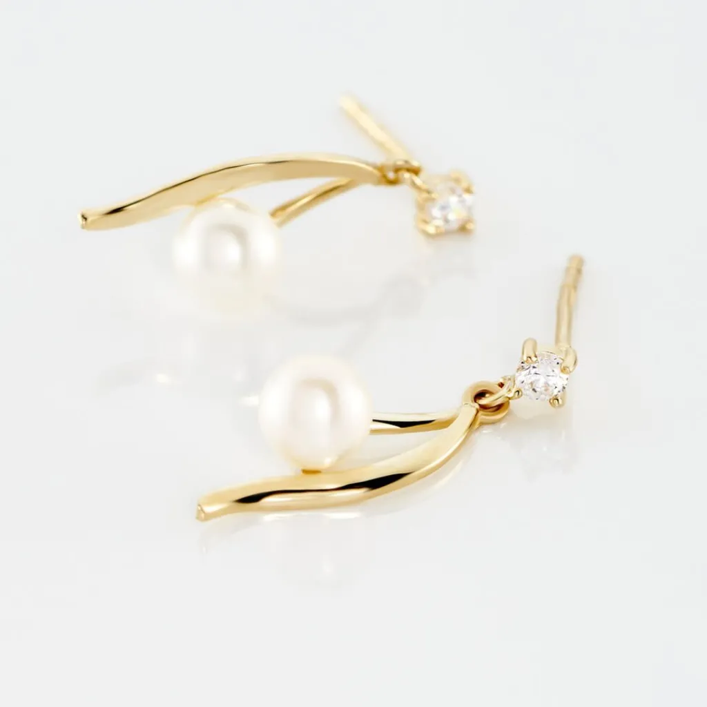 Histoire d'Or Boucles D'oreilles Pendantes Orientale Or Jaune Perle De Culture Clearance