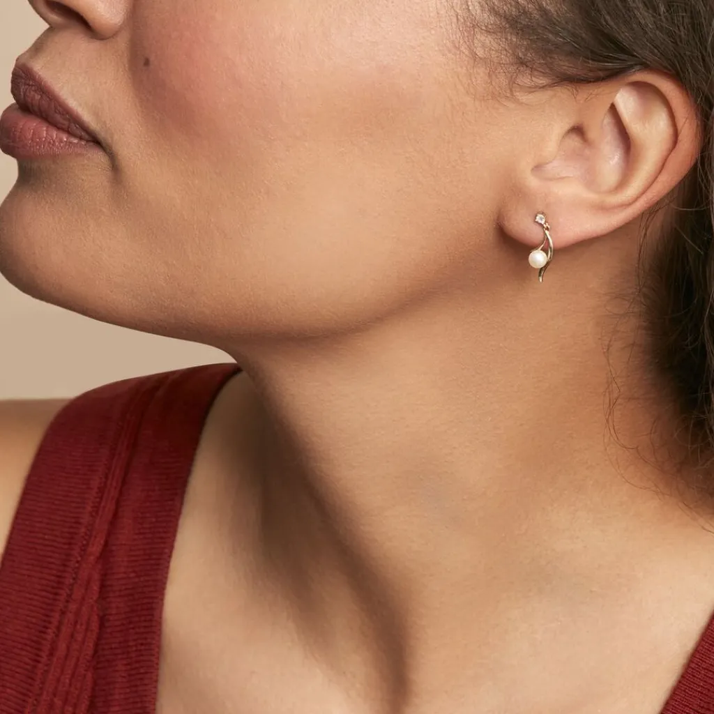 Histoire d'Or Boucles D'oreilles Pendantes Orientale Or Jaune Perle De Culture Clearance