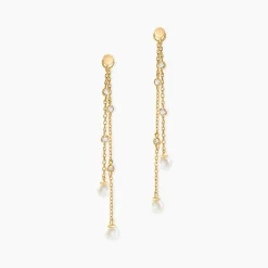 Histoire d'Or Boucles D'Oreilles Pendantes Jacaline Or Jaune Perle De Culture Oxyde De Zirconium Discount