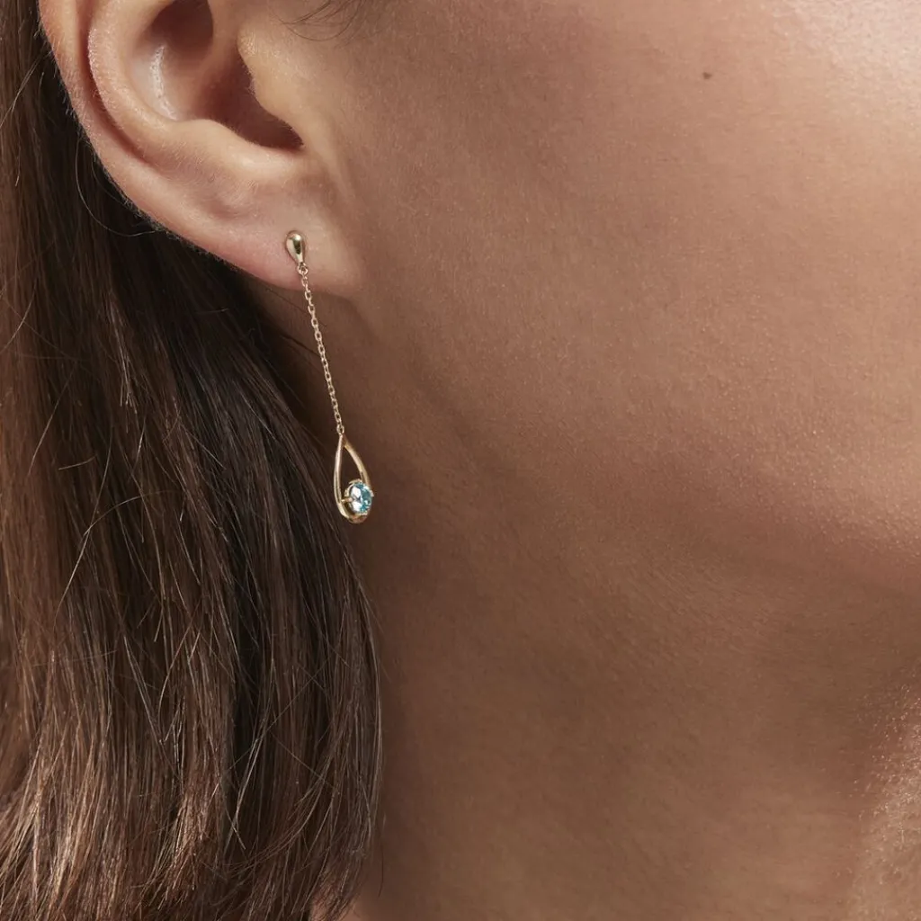 Histoire d'Or Boucles D'oreilles Pendantes Or Jaune Ossian Topaze Outlet