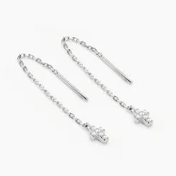 Histoire d'Or Boucles D'oreilles Pendantes Siem Argent Blanc Oxyde De Zirconium New