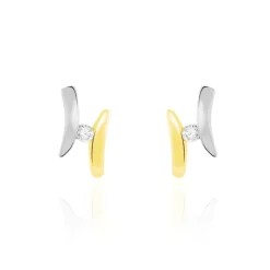 Histoire d'Or Boucles D'oreilles Pendantes Ascagne Or Bicolore Oxyde De Zirconium Best