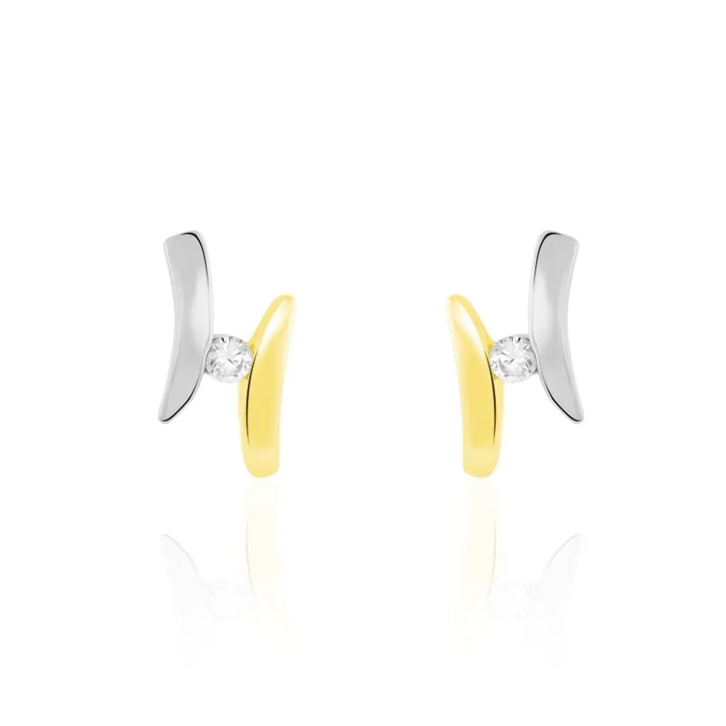 Histoire d'Or Boucles D'oreilles Pendantes Ascagne Or Bicolore Oxyde De Zirconium Best