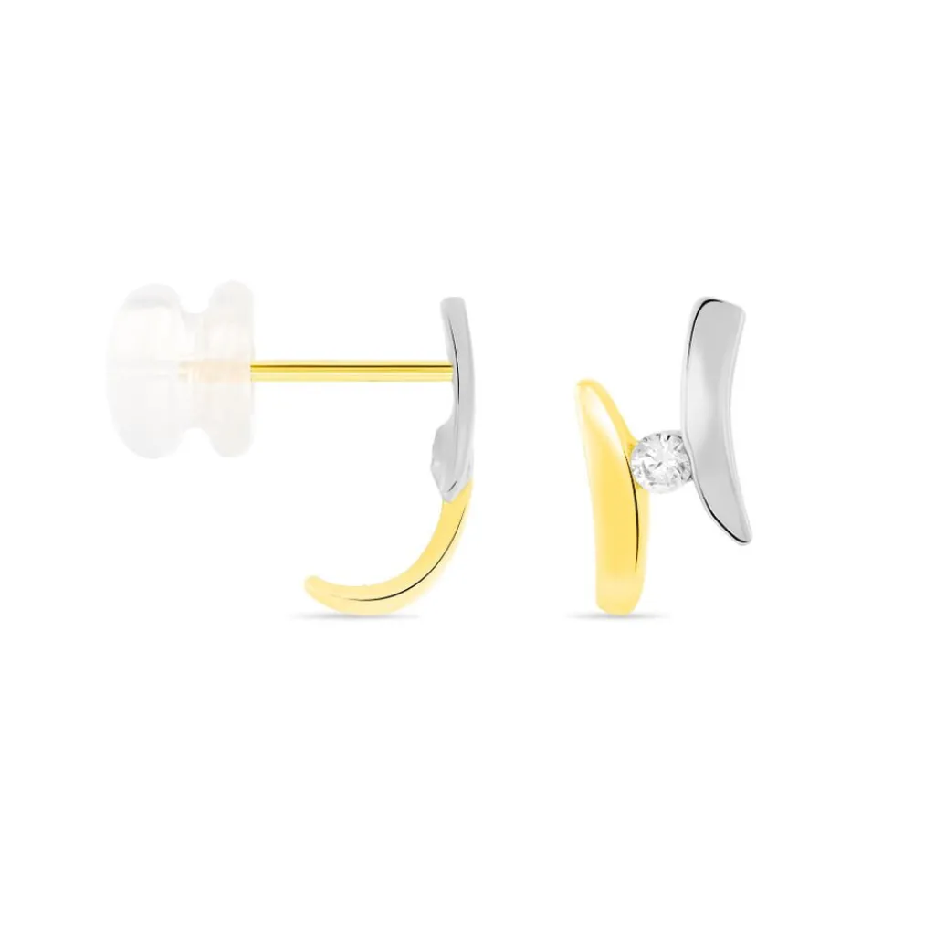 Histoire d'Or Boucles D'oreilles Pendantes Ascagne Or Bicolore Oxyde De Zirconium Best