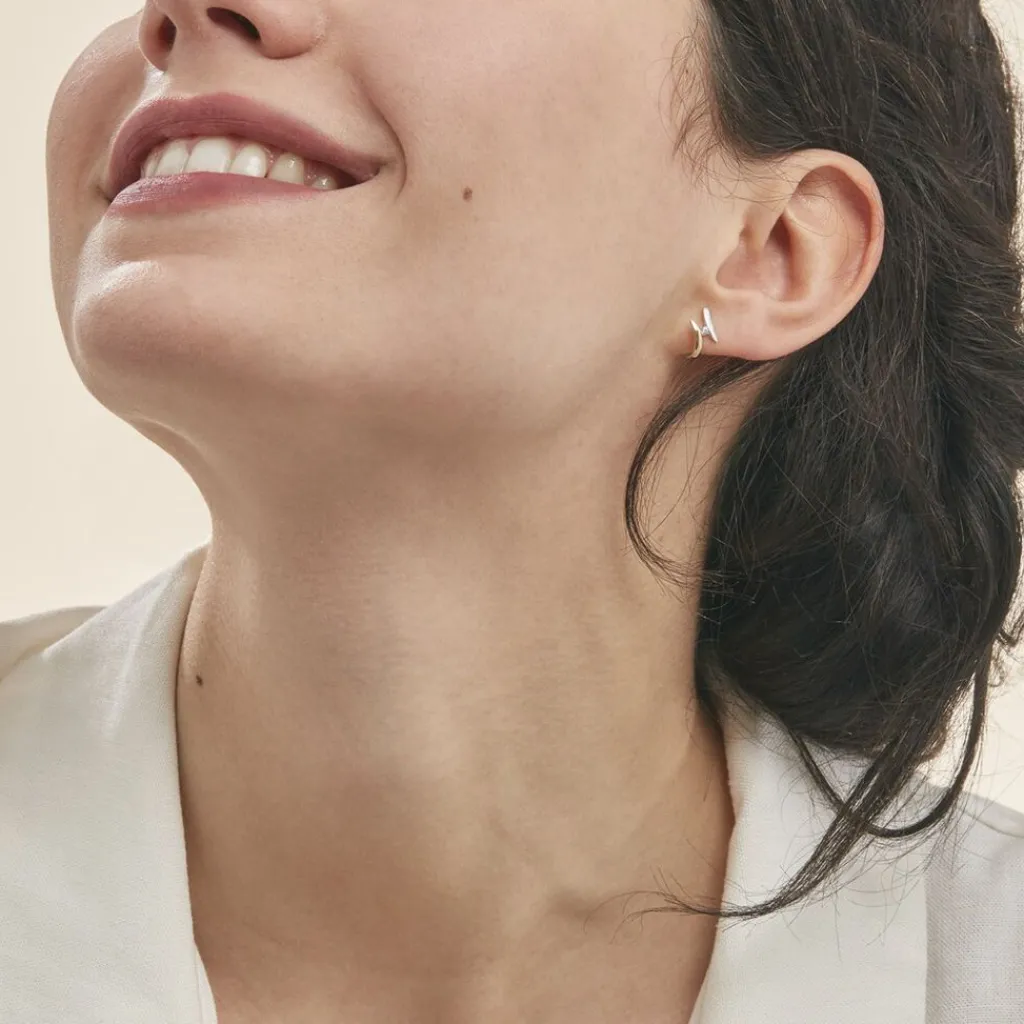 Histoire d'Or Boucles D'oreilles Pendantes Ascagne Or Bicolore Oxyde De Zirconium Best