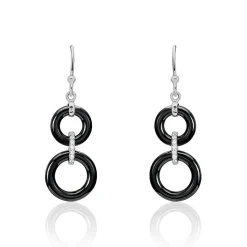 Histoire d'Or Boucles D'oreilles Pendantes Narcissa Argent Blanc Céramique Et Oxyde