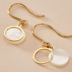 Histoire d'Or Boucles D'oreilles Pendantes Naïade Or Jaune Nacre Online