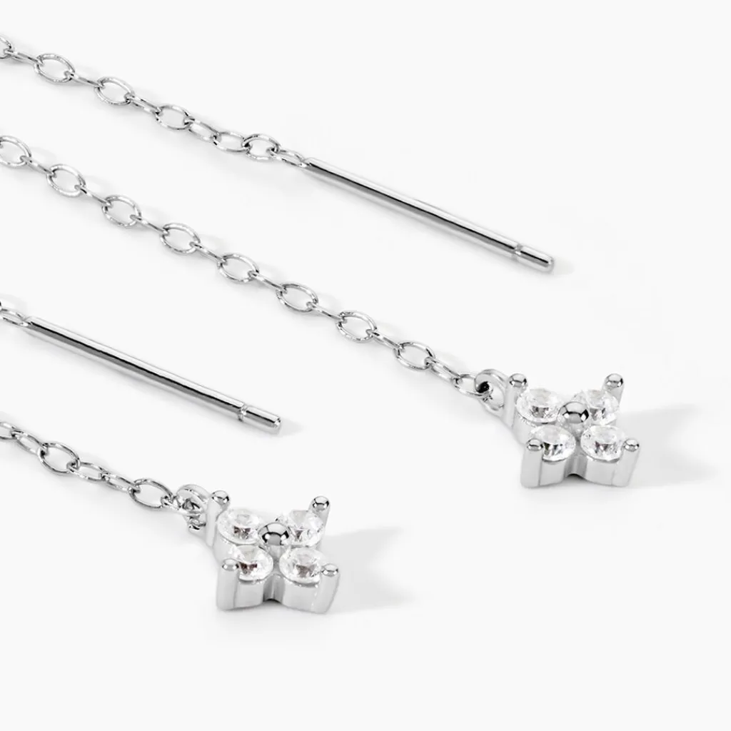 Histoire d'Or Boucles D'Oreilles Pendantes Loryne Argent Blanc Oxyde De Zirconium Online