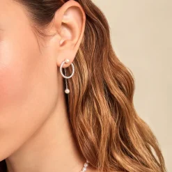 Histoire d'Or Boucles D'oreilles Pendantes Lua Argent Blanc Oxyde Perle Best