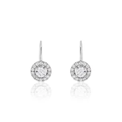 Histoire d'Or Boucles D'oreilles Pendantes Mentoura Or Blanc Diamant Synthétique Online