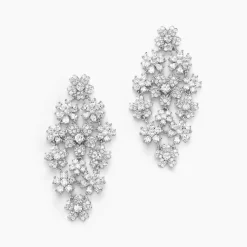 Histoire d'Or Boucles D'oreilles Pendantes Midnight Flower Argent Blanc Oxyde
